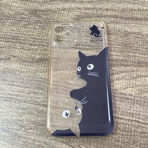 Distressed Transparent Rubber Cat Print Phone Case